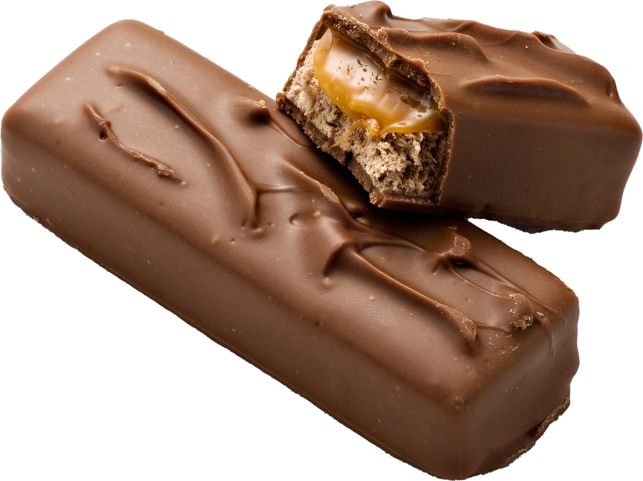 Chocolate candy bar, partially cut to reveal a creamy filling